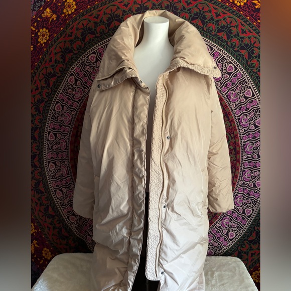 Old Navy Khaki Long Puffer Jacket Full Zip Women’s Size Small - Picture 8 of 14